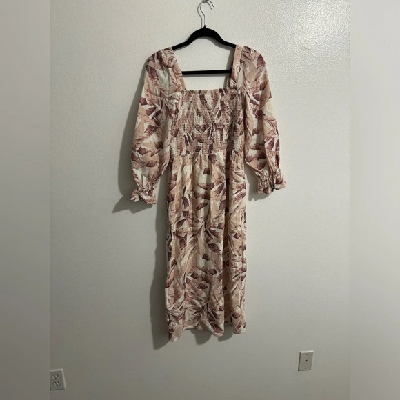 House of Harlow 1960 women’s linen 3/4 sleeve‎ floral summer beach midi dress XS - Picture 3 of 5